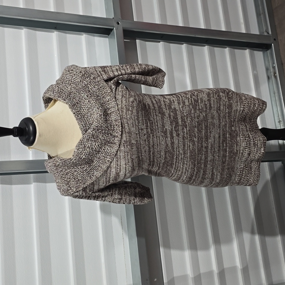 Mudd Love Peace Happiness Gray‎ Cowl Neck Short Sleeve Sweater Dress Women Large - Picture 2 of 11